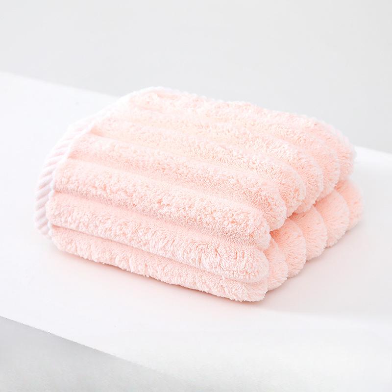 

Latest Coral Velvet Stripe Supple-touch Thickened Towel Skin-friendly Soft Moisture-wicking Striped Face Towel Durable 38*80