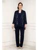 Abito da sera taglie forti da donna europeo e americano - Elegante completo pantalone con ricamo in pizzo pesante