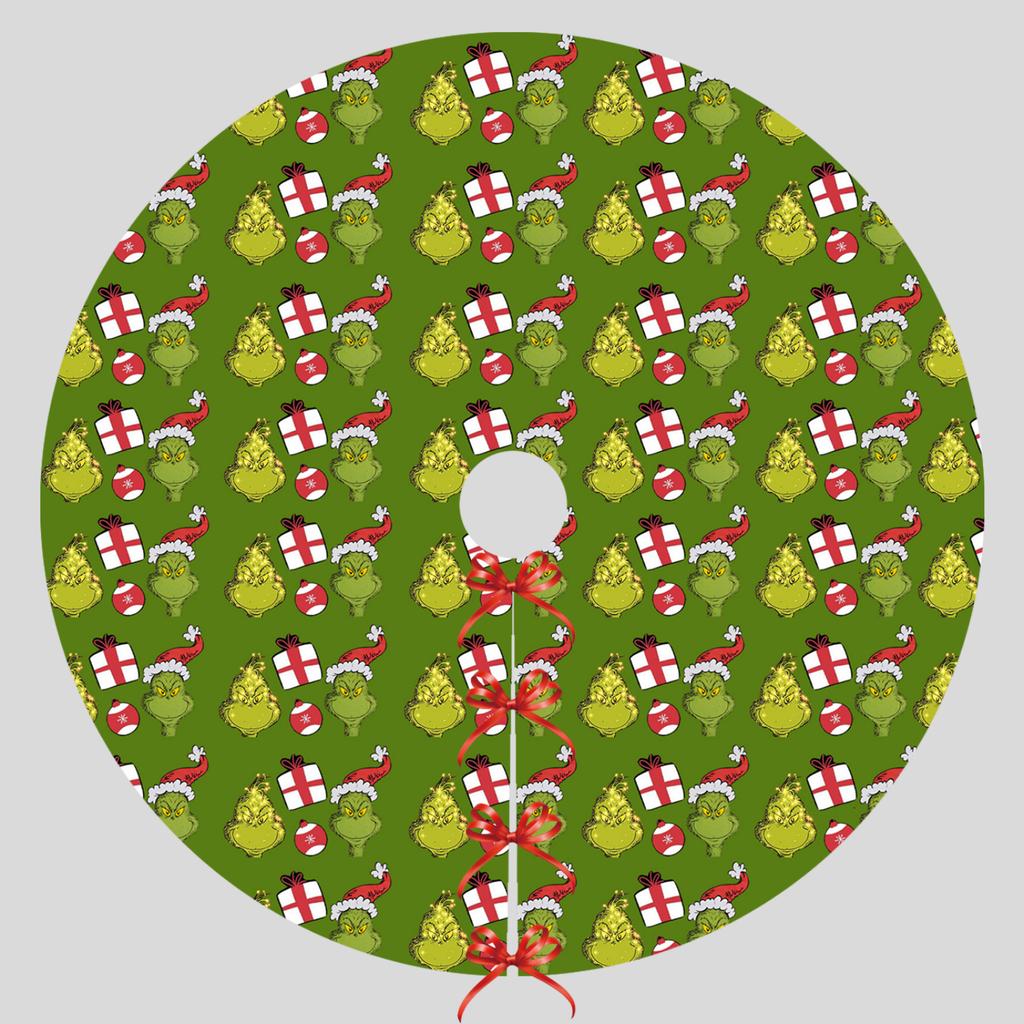 Christmas Tree Skirt Festive Atmosphere Decoration Digital Print Pattern Imitation Linen Fabric Tree Skirt