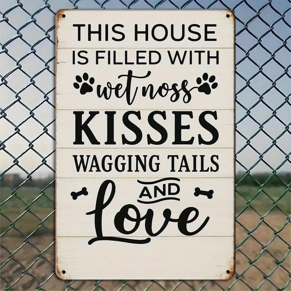 

Wag Tail & Love Funny Dog Metal Sign, 12x8 Inch, Vintage Wall Decor чистый