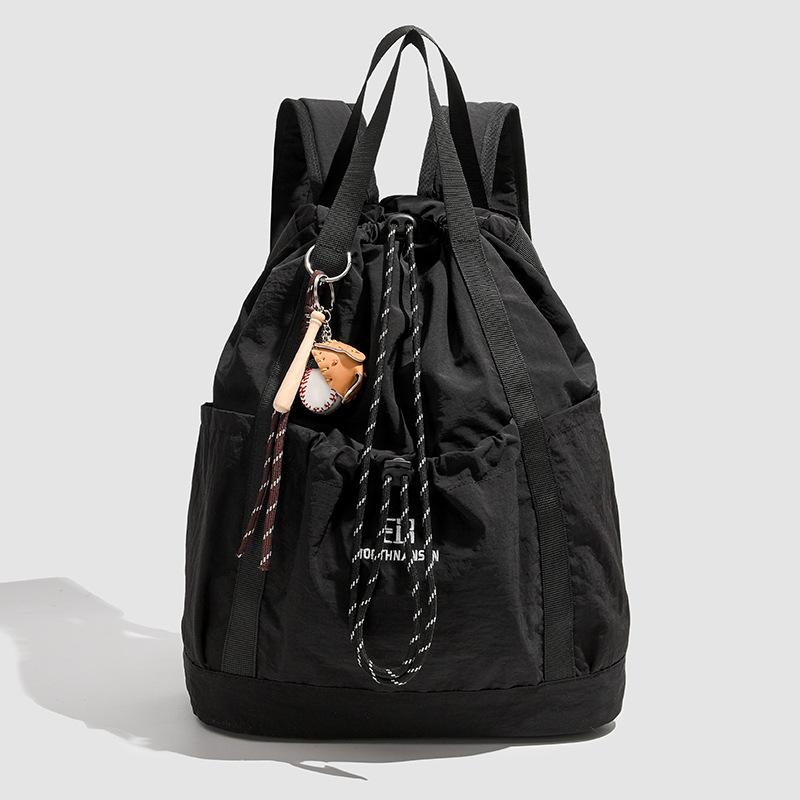 Schoolbag New Japanese Outdoor Hiking Korean Edition Fashion Drawstring Backpack Folded Nylon Leisure Backpack