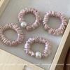Cute Strawberry Mousse Powder Hair Tie Small Intestine Satin Pleated Hair Band High Elastic Comfortable Hair Accessories Woman