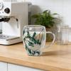 Yousheng 350ML Double Wall Glass Coffee Mug Dries Flower Insulated Glass Cup with Handle Clear Espresso Latte Cappuccino Milk Juice Tea Water Cup