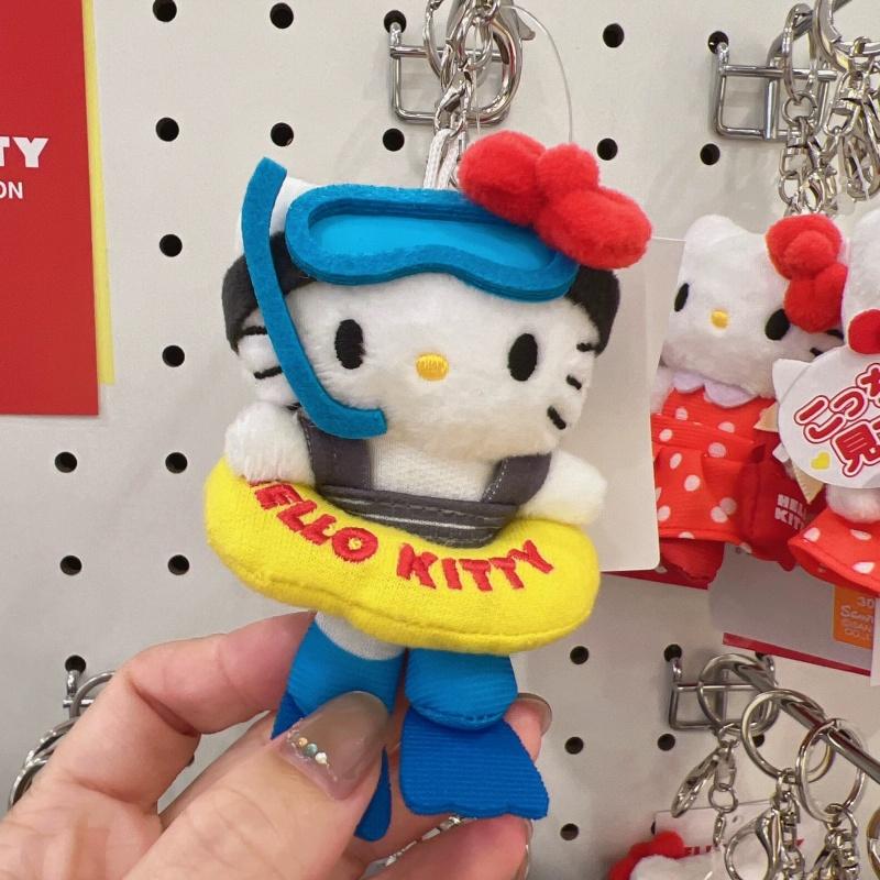 Plush Keychain outdoor diving swimring series Cartoon Hello Kitty Plushies Toys Pendant Cute kuromi Doll Holiday gift