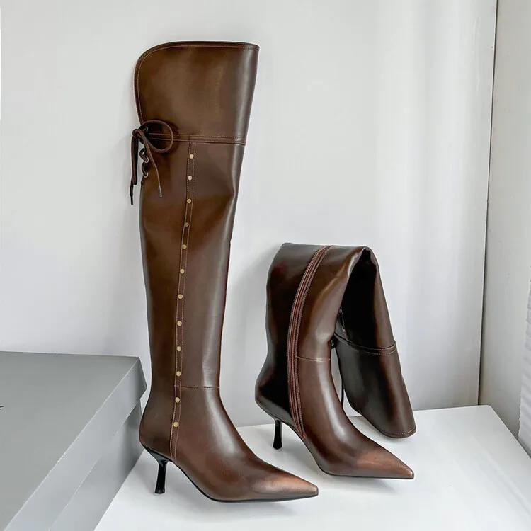 Fashion New Two Ways of Wearing Cowhide Cross Strap Over The Knee Boots Sexy Hot Girl Pole Dance 7cm High Heels Knight Boots Size 33-40