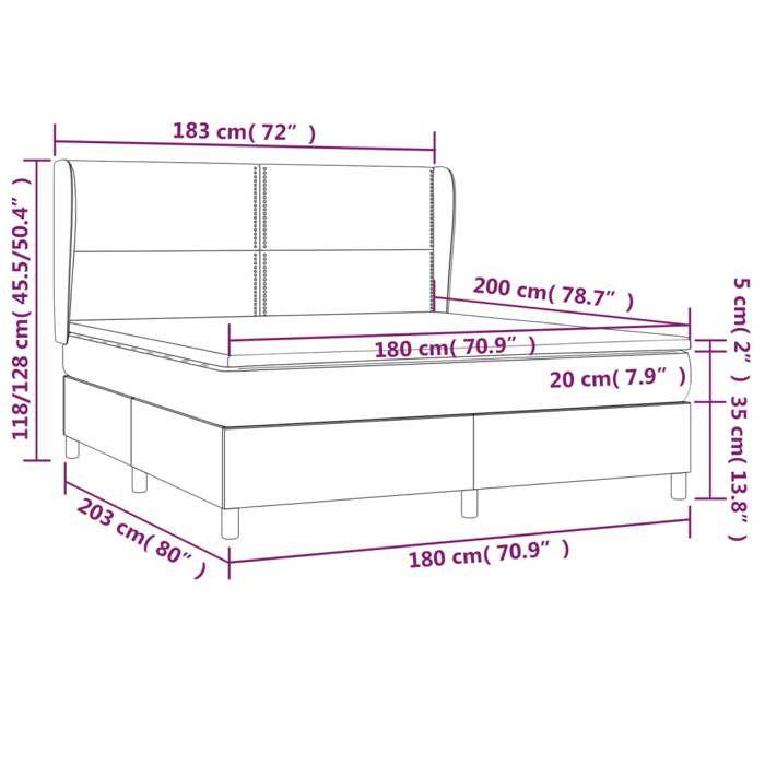 3128461 vidaXL Lit à sommier tapissier avec matelas Gris clair 180x200cm Tissu