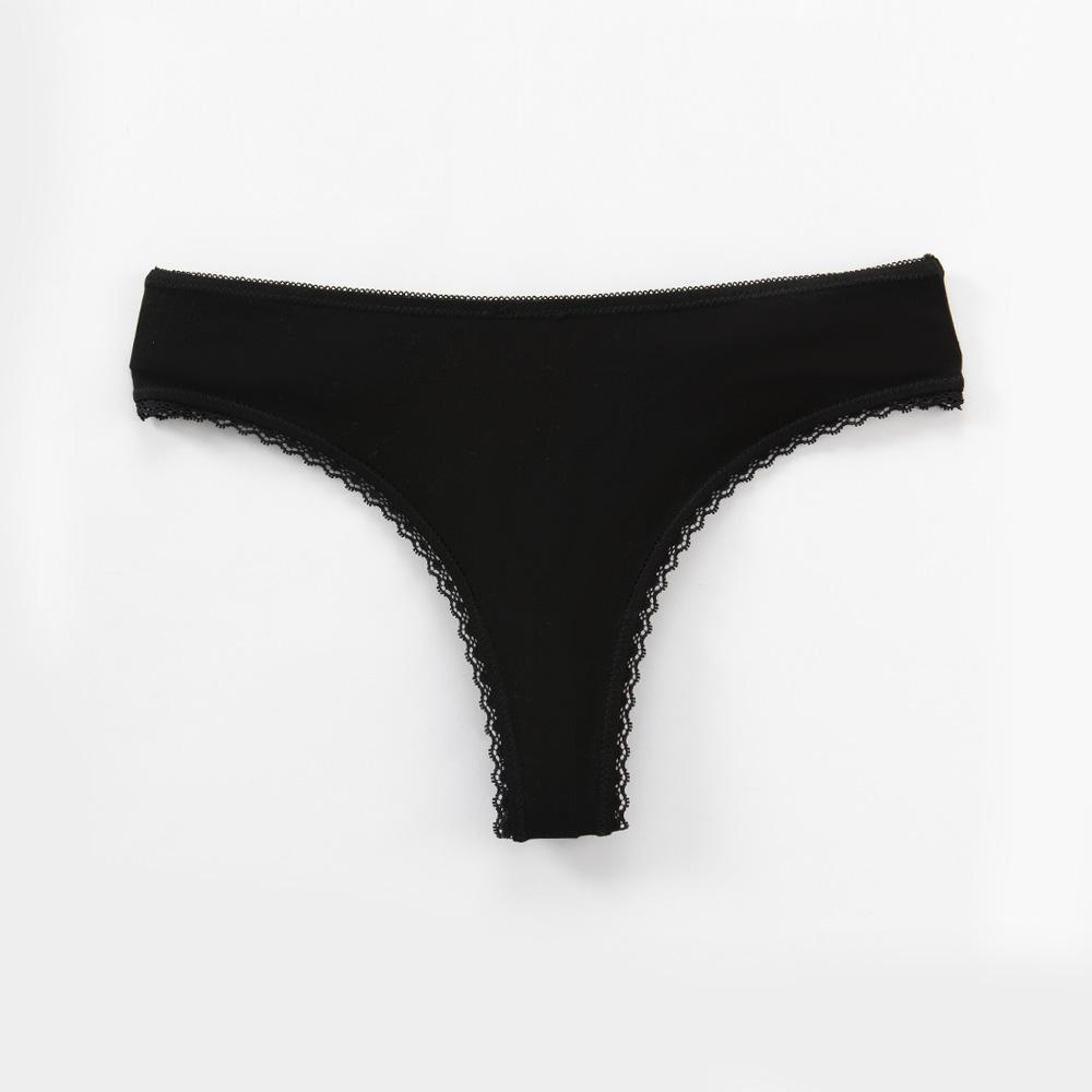 Pure cotton thong panties Women's sensual lace low-rise briefs Ladies' underwear