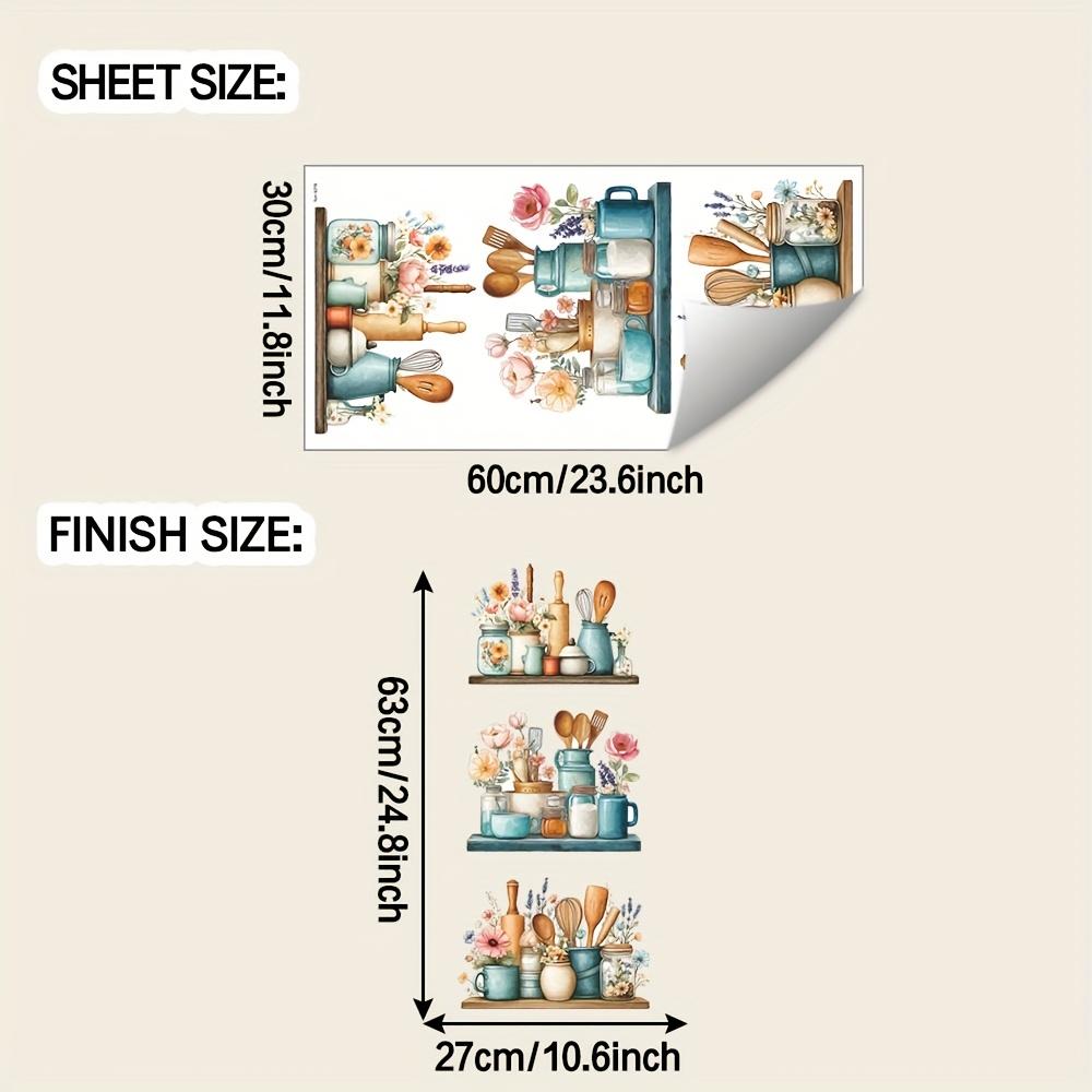 

1pc Self-Adhesive Floral Kitchen Wall Decal | Retro Romantic Design, Reusable, Glossy Pvc, Suitable For Ceramic Surfaces
