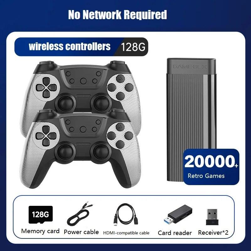 

НОВЫЕ игровые палочки в стиле ретро 128G 20000, видеоконсоль 4K H9, 32 ГБ, 64 ГБ, 2 шт., проводные/беспроводные контроллеры для PS1 GBA SFC GBC
