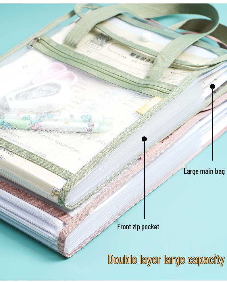 A4 Transparent 13-Layer Accordion Folder with Large Capacity and Subject Dividers