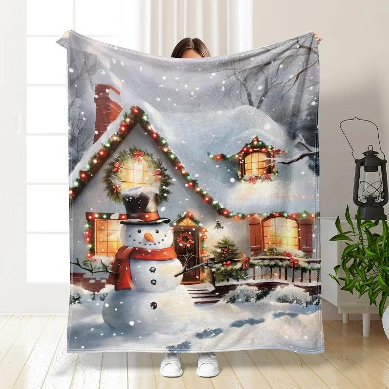 Striped Christmas tree digital-printed polyester Bedroom velvet flannel cover blanket Fleece soft sofa cover blankets for beds