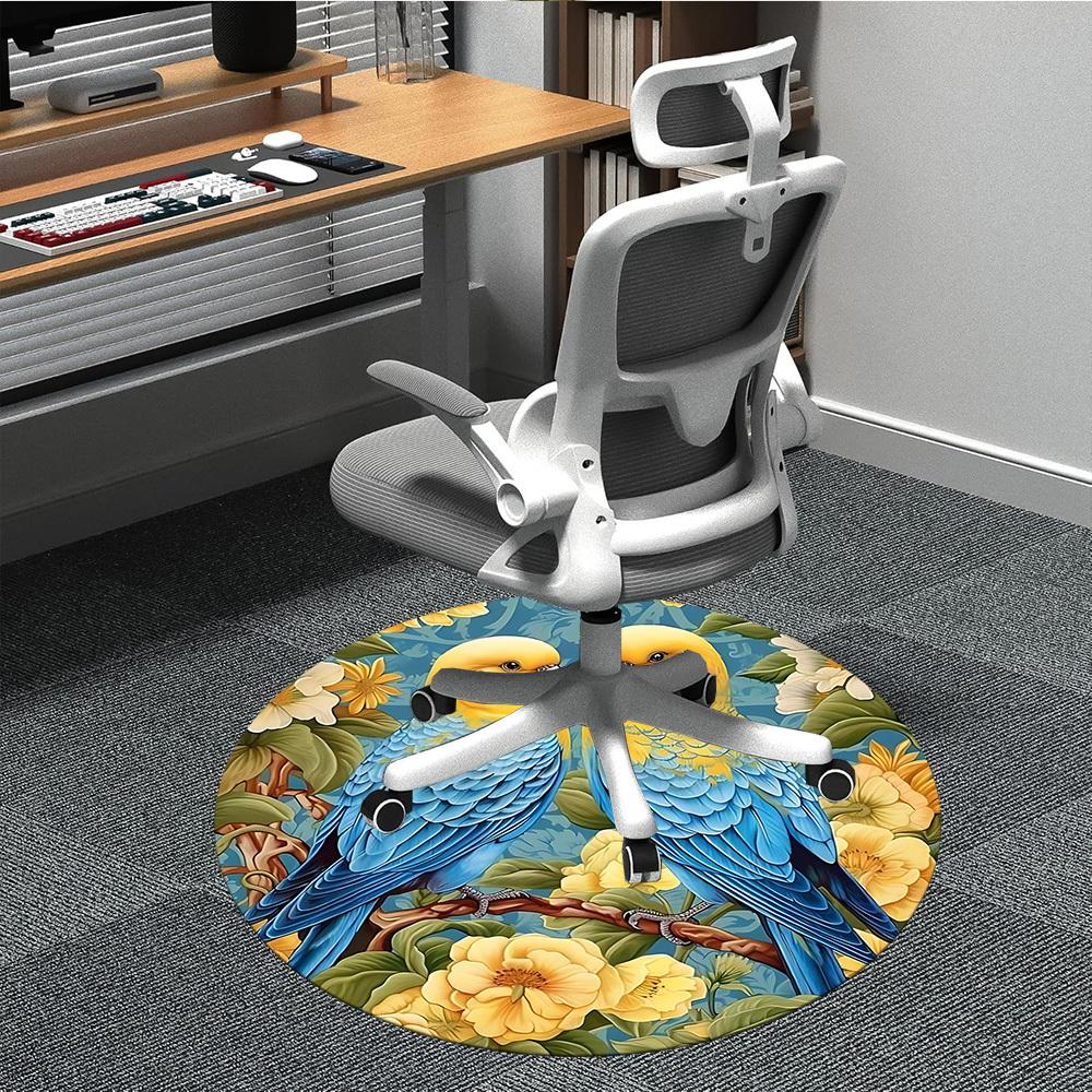 1PC Parrot Floral Office Round Area Rug, Indoor Mat Suitable For Office, Under Office Chairs Bedroom Living Room Home Decor, Room DecoT1223063