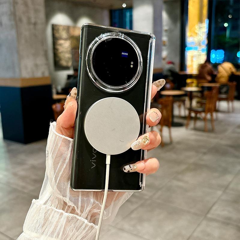 Applicable To Vivoxfold1 Mobile Phone Case Central Axis  XFold1pro Transparent Magnetic Anti-drop Hard Case for Men and Women