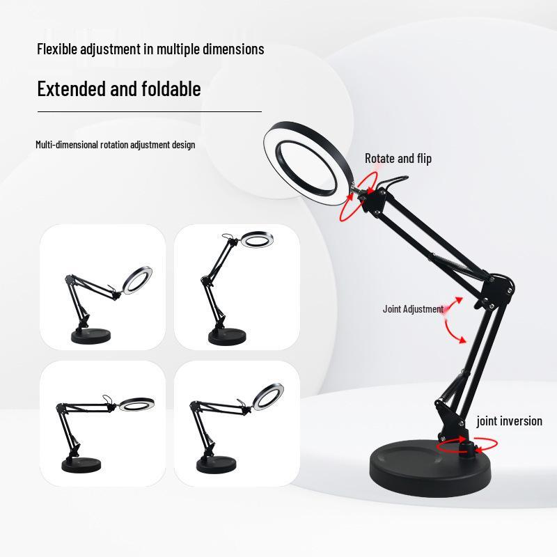 LED Long Arm Desk Lamp with Magnifying Glass – Cross-Border Eye Protection for Reading, Learning, Welding, and Repairs