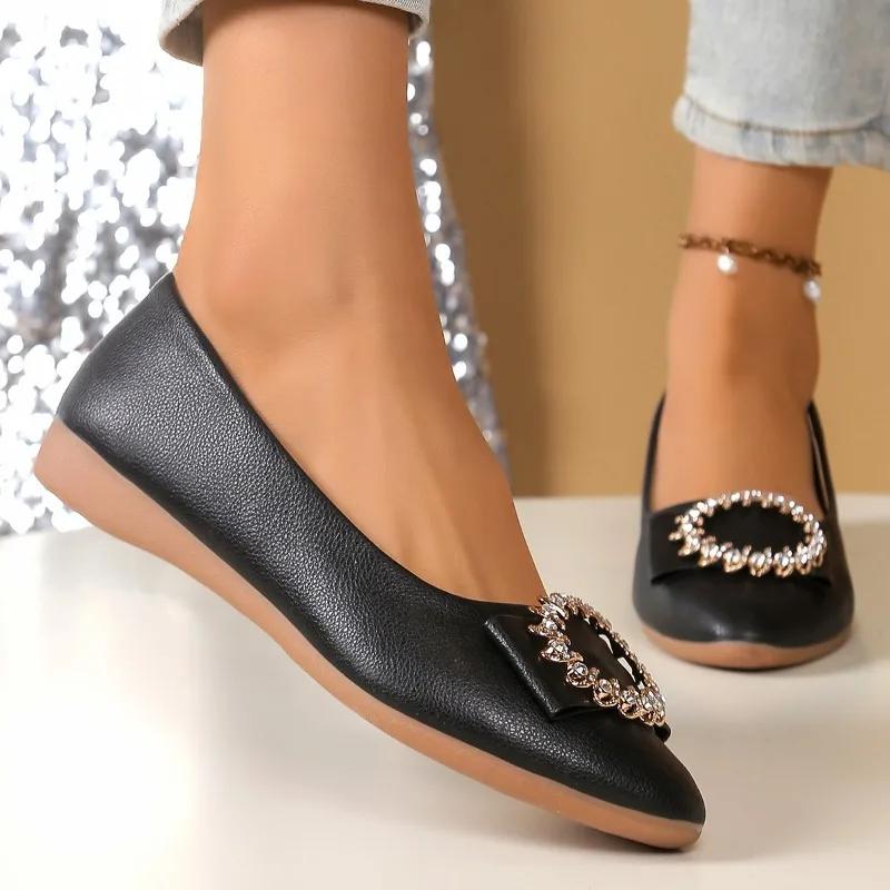 Fashion Plus Size 2025 Hot Sale Women's Flats Outdoor Crystal Soft Bottom Slip on Flats High Quality Casual Daily Walking Shoes Zapatos