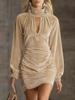 Europäisches und Amerikanisches High-End Samt Sexy Hoher Kragen Hüftbetontes Damenkleid in Unifarbe