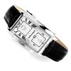 Pogseubagenwachi Retro Quadratische Dualzeit Leder Armbanduhr Vw1421V-Sv