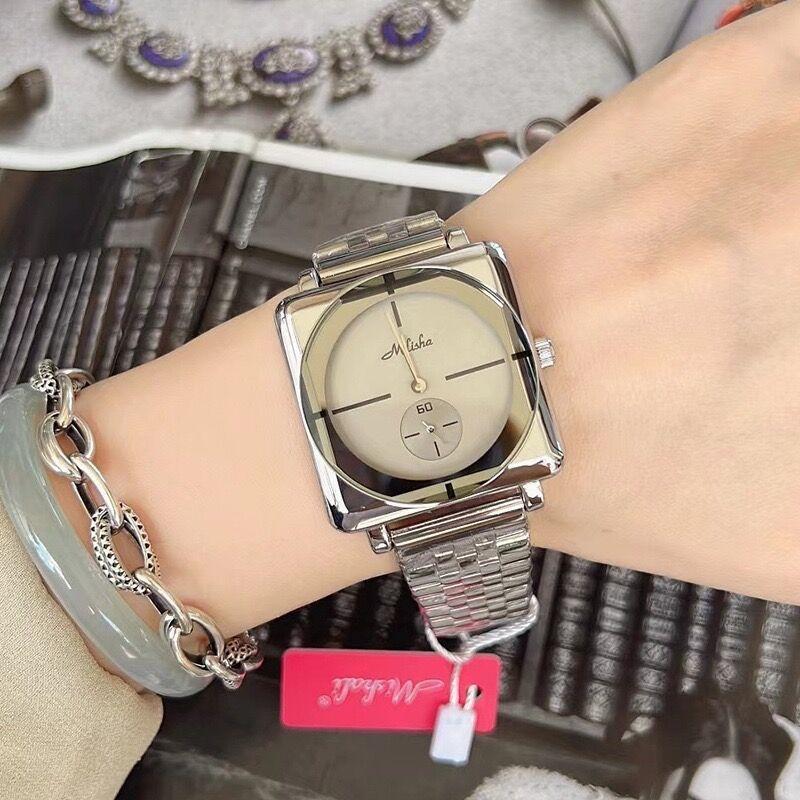 Women S Watch Square Steel Belt Large Plate Independent Second Plate Watch Casual Fashion Tower