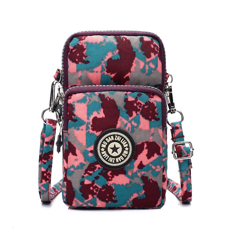 Women Portable Mobile Phone Mini Bags Nylon Waterproof Crossbody Bag Retro Fashion Purse Lady Wallet Clutch Trendy Wrist Arm Bag
