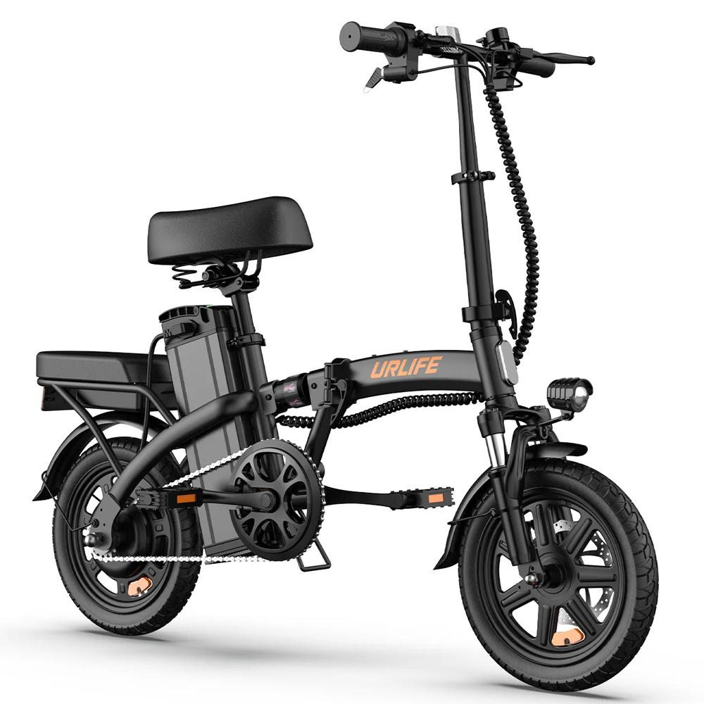 Urlife F1L Foldable Electric Bicycle 250W Motor 14" Tire City Electric Bike 48V 7.8Ah Dual Disc Brakes Max Load 120Kg LCD Display