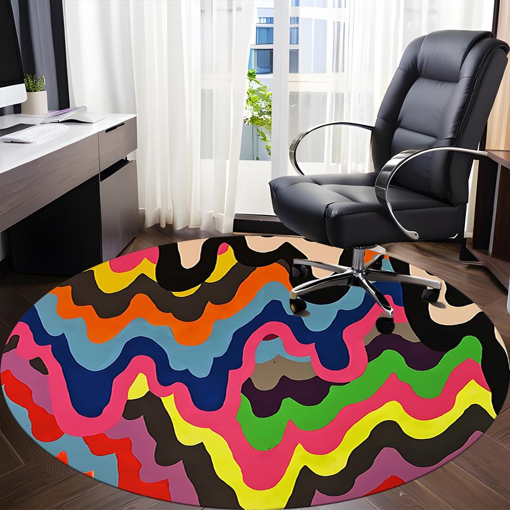 1pc Colorful Abstract Chair Carpet for Office - Durable, Ideal for Chair Mats, Stylish & Functional Decorative Rug yy260130020