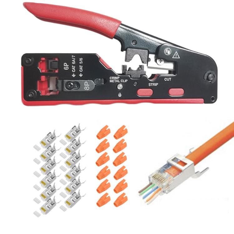 Multifunctional 6P 8P Wire Cable Crimper Stripper Cutter Pliers Network Cat5e Cat6 Cat7 Rj45 Pass EZ Crimping Tool Novelty Gift