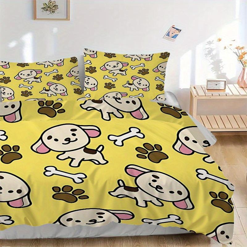 3pcs set Dogs Bones 1 Quilt Cover + 2 Pillowcases, All Seasons Bedroom Setting, Perfect for Home and Dorm Decor a146