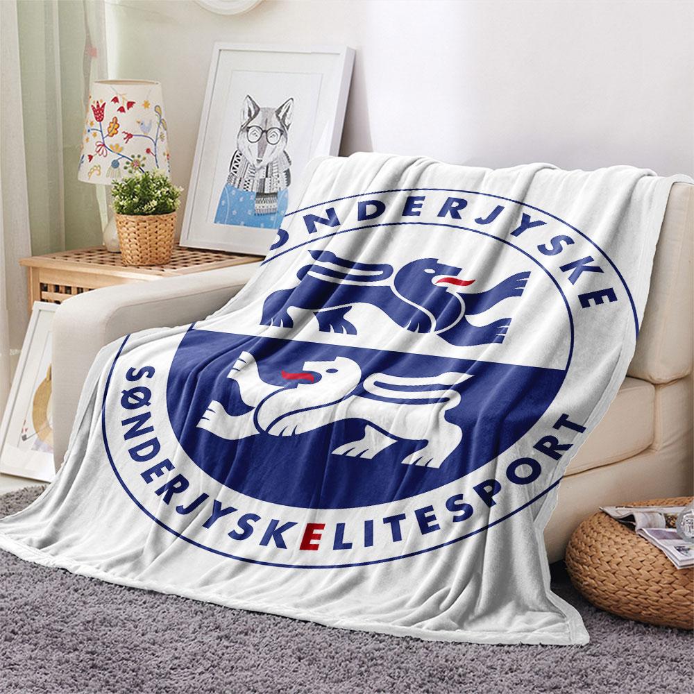 Sonderjyske FC Printed Flannel Blanket, Soft Throw for Bedroom Sofa, Washable,soccer Fan Merchandise, Great Gift.