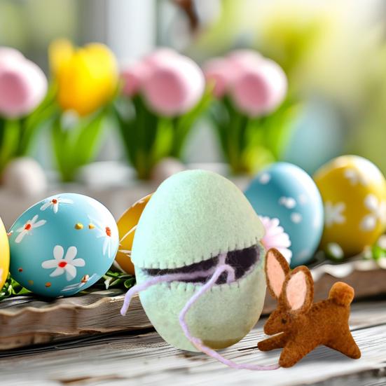 Surprise Easter Egg from Wool Felt Handmade Felted Easter Egg with Small Animals Hidden Inside Easter Basket Stuffer for Home Decor