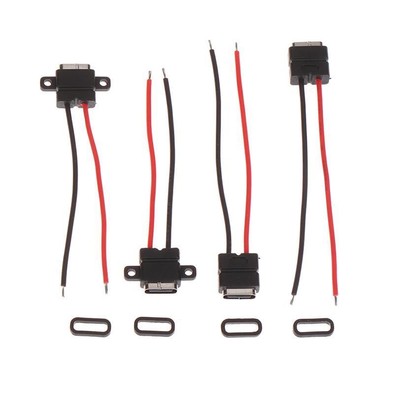 1 Stück USB Typ C Wasserdichter Stecker Lötdraht Buchse Schnellladung Typ-C Ladeschnittstelle Buchse