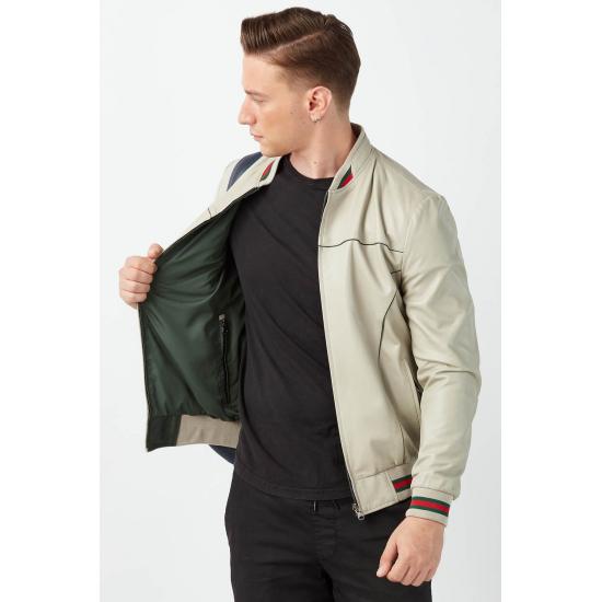 

Мужская кожаная куртка Mario натуральная кожа двухсторонняя мужская кожаная куртка кремового цвета