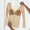Autumn and Winter Ultra-Thin Thermal Beauty-Enhancing Clothing with Built-In Chest Pads for Women, Slimming Seamless Base Layer Long-Sleeve Top