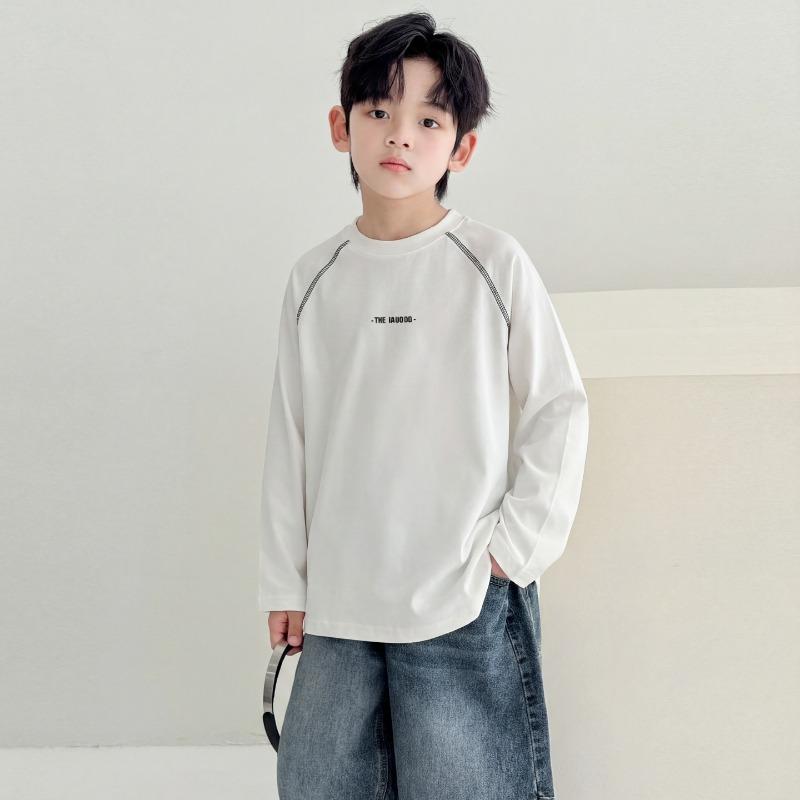 Boys Long Sleeve T Shirt White Casual Kids Top