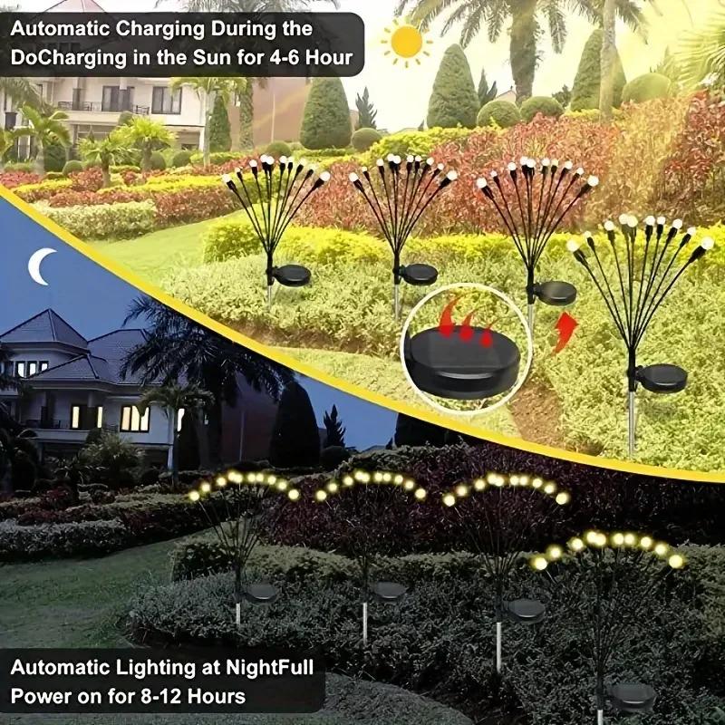 2/4pcs 10LEDs Solar Garden Lights Firefly Floor Lights Outdoor LED Lights Garden Decorative Ball Lights For Garden Outdoor Decor