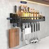 Metal Kitchen Shelf No-Punch Large Capacity Storage Kitchen Utensils Skeletonized Drainage Design Easy to Clean Black