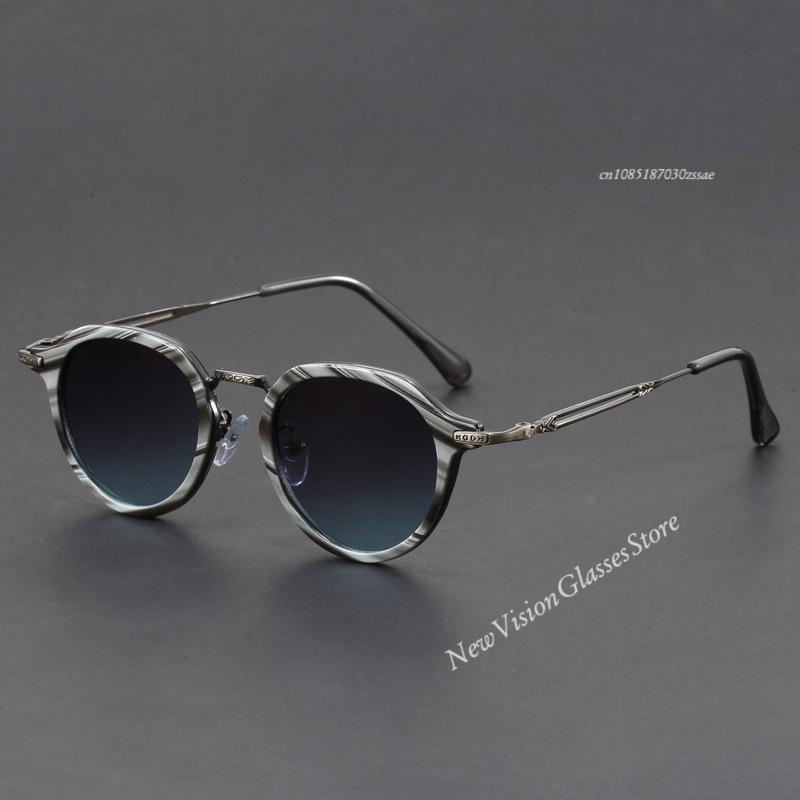 Retro Geometric Round Frame Simple Design UV Protection Men Women Sunglasses Customizable Prescription