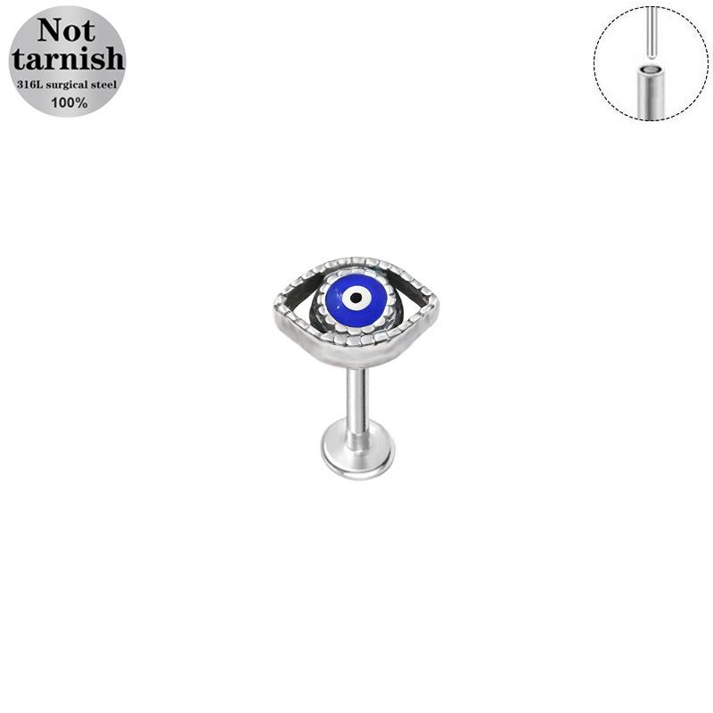 Gaibei Stainless Steel Heart & Snake Lip Stud with Clover Design