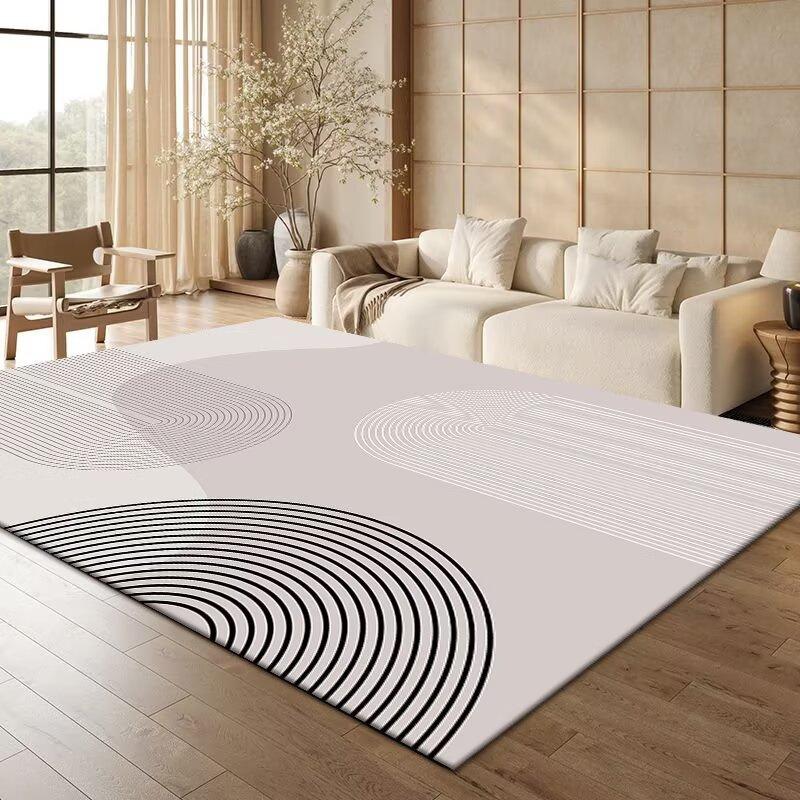 Minimalism Japandi Lines Living Room Carpet - Antiskid Washable Fluffy Large Area Dining Room Rug Decoration Home Cloakroom Mat