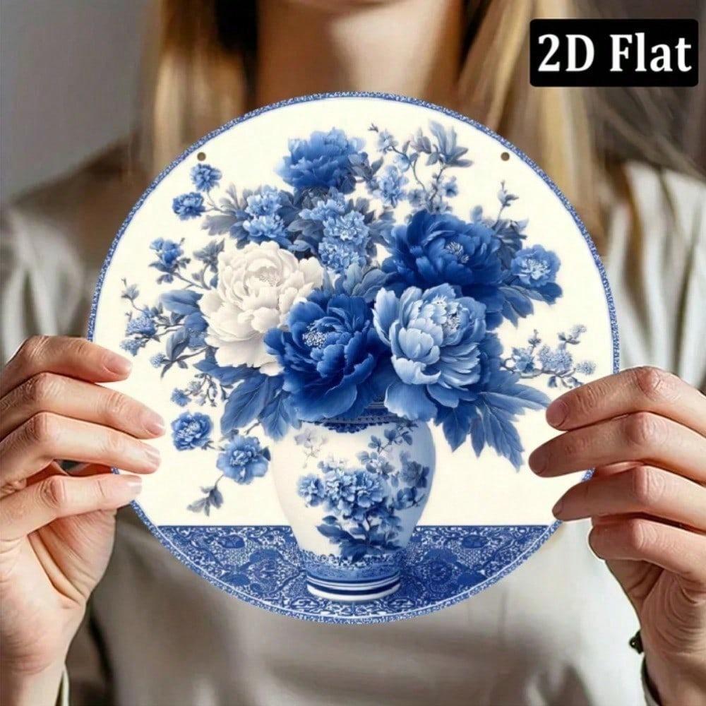 2D Flat Round Metal Sign 8 Inch White Wall Decor for Home Cafe Kitchen Restaurant Apartment Ambiance