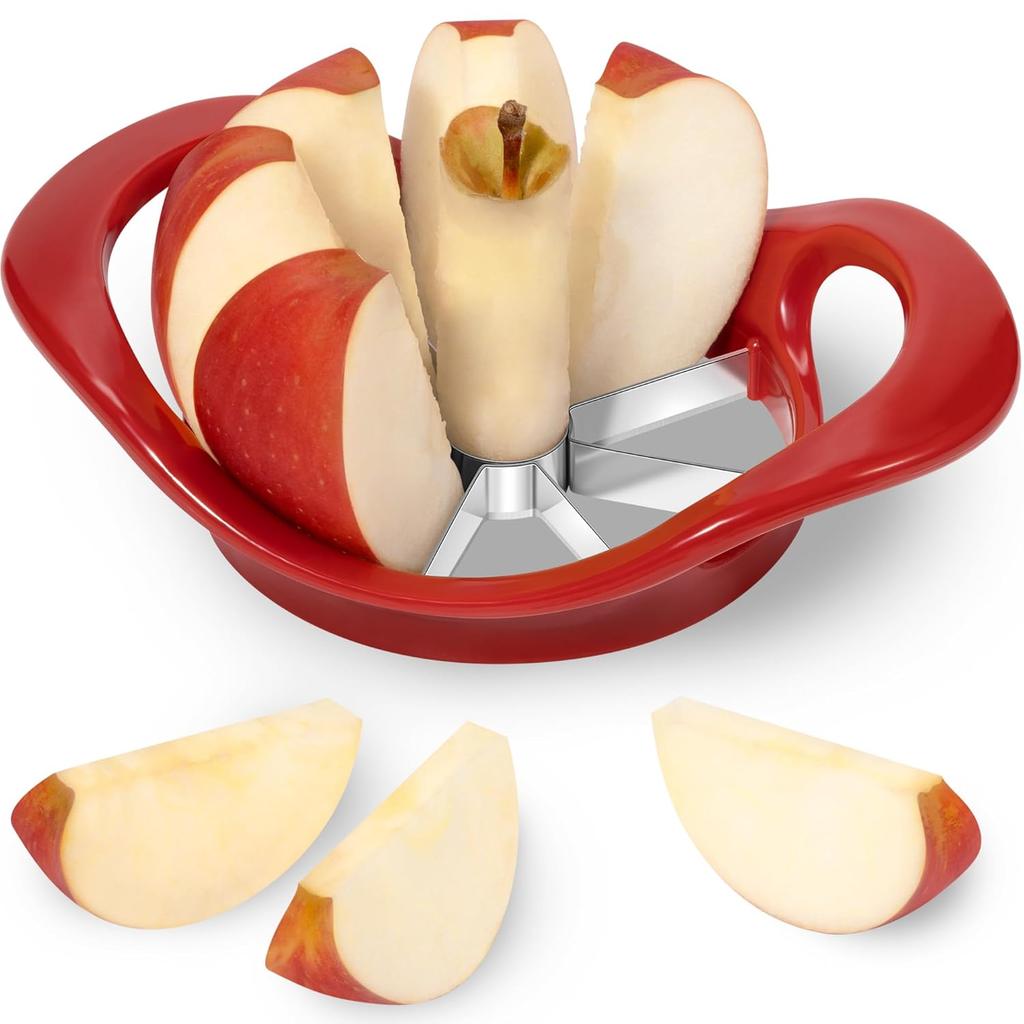 Apple Cutter 8 Slices, 8 Blade Apple Slicer and Corer, Apple Corer Tool with Stainless Steel Blades, Super Sharp Fruit Cutter Fruit Slicer (Red)