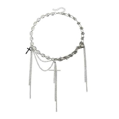 Elegant Religious Inspired Fringe Crucifix Necklace Alloy Collarbone Chain Perfect For Daily Use Evening Parties