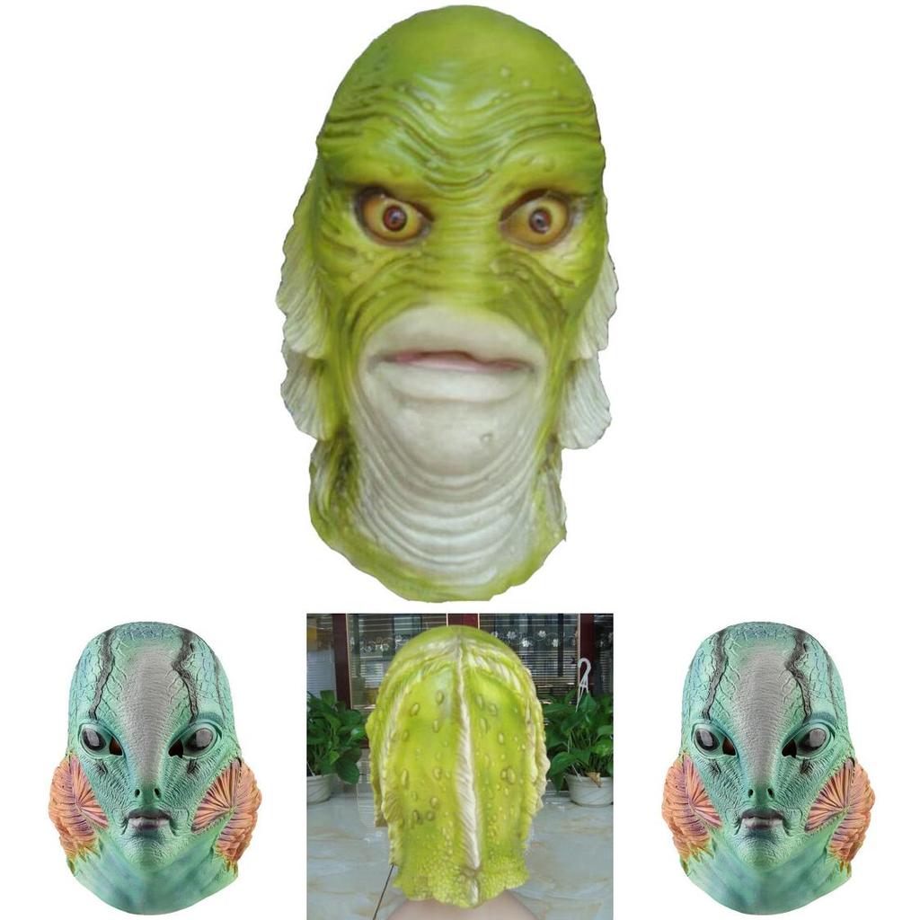 Monster Human Fish Head Mask With Latex Material For Costume Parties And Holiday Celebrations