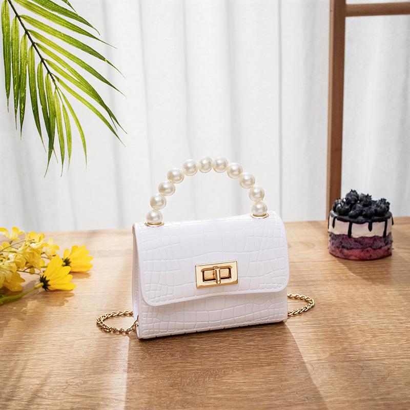 

Bag Women s New Jelly Bag Fashion Pearl Portable Crocodile Pattern Chain Bag Mini Bag белый