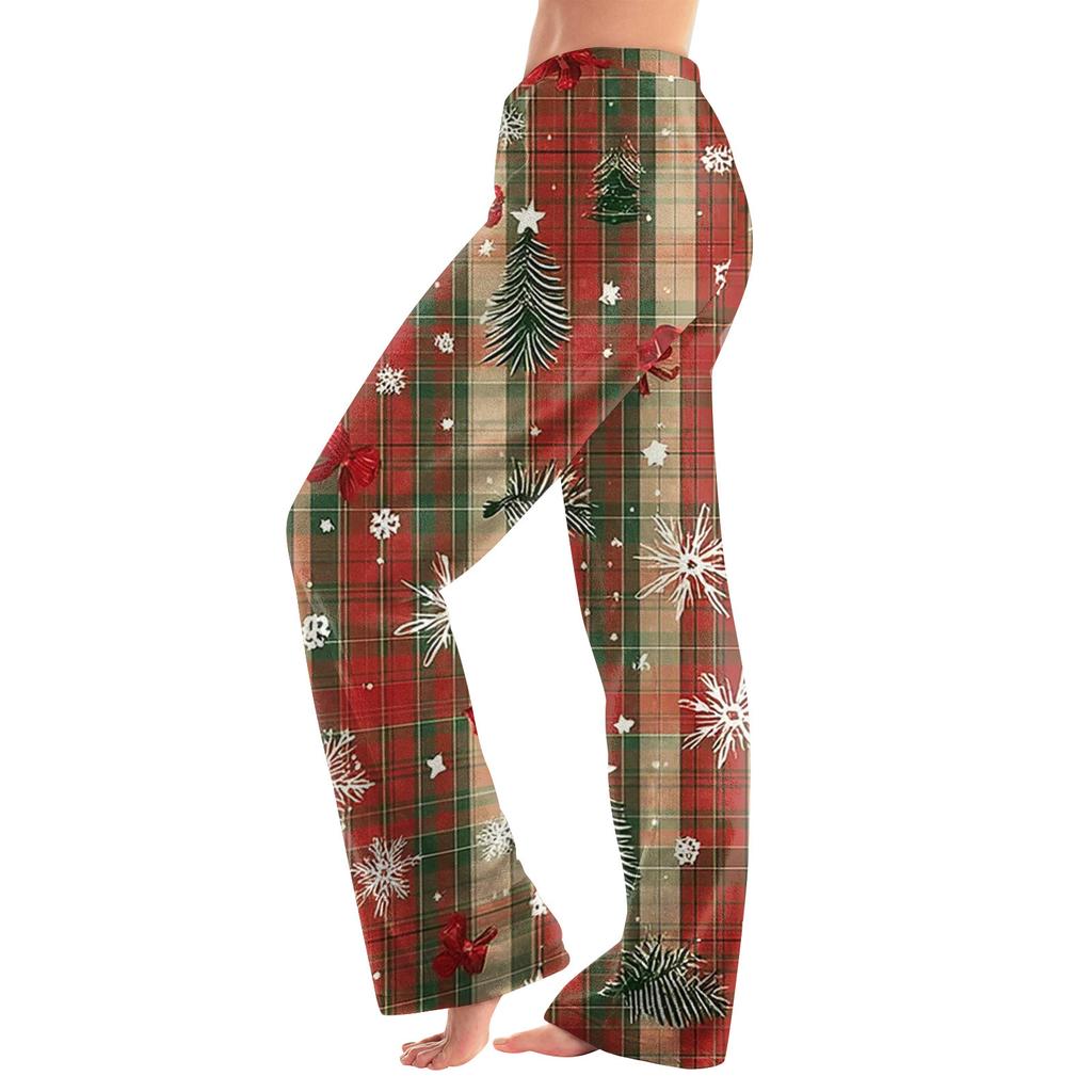 Women  Winter Plaid Pants Full Length Long Trousers Sports Pants