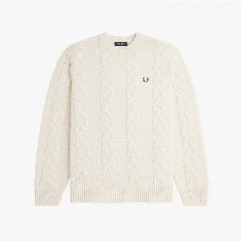 Fred Perry [sharp] Chunky Cable Knit Sweater   Ecru Afpm2438562 560