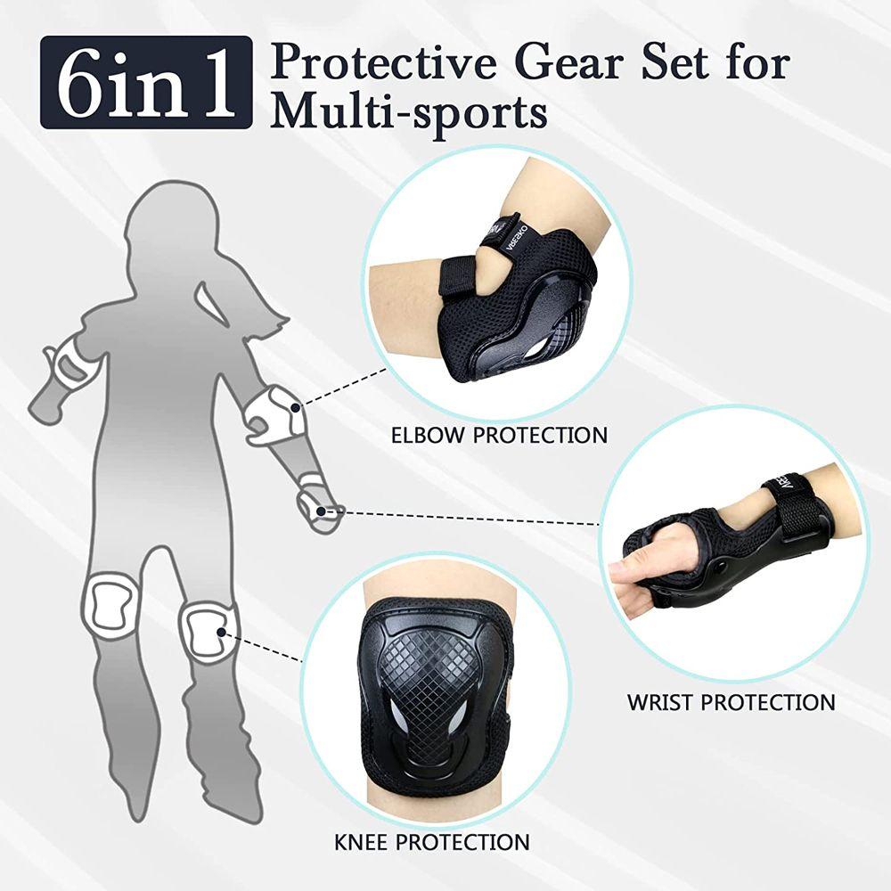 Ensembles de Sport pour Vélo Protège-Poignets pour Skateboard Ensemble de Genouillères pour Enfants Protège-Coudes Ensemble d'Équipements de Protection