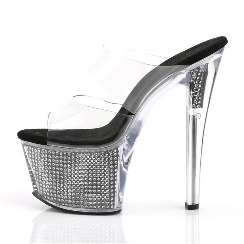 Summer fashion women's shoes platform hate sky high crystal shoes 17cm super high heel waterproof table sandals banquet women's shoes