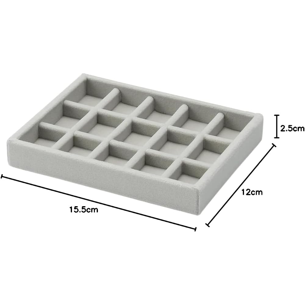 MUJI Stackable Velour Case with Lattice Design, for Acrylic Cases, Gray, 155cm (W) x 12cm (D) x