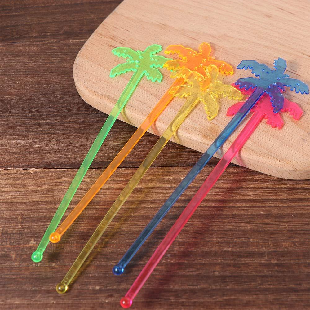 50pcs Colorful Coffee Beverage Stirrer Tropical Summer Juice Drink Stirrers  Party Favors