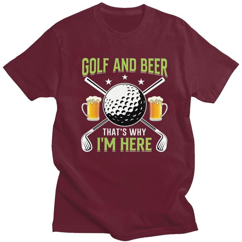 Custom Classic Golf And Beer T Shirts Men Tshirt Casual Tee Pure Cotton Slim Fit Tshirts Merch